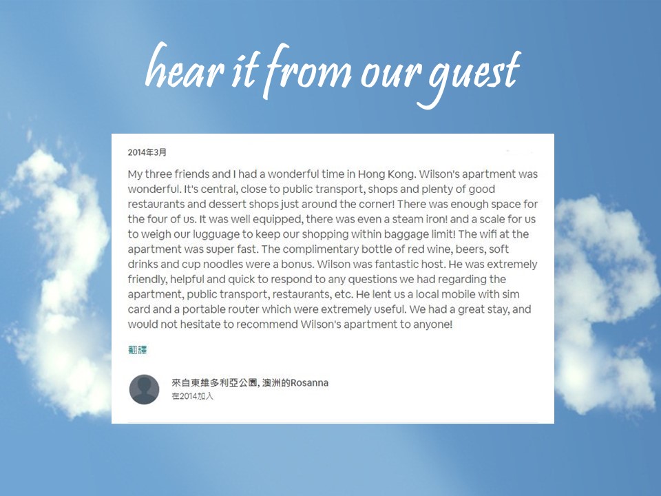 Hong Kong serviced apartments Testimonials
